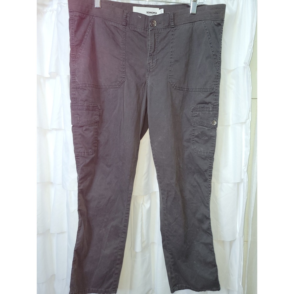Sonoma Goods For Life Womens Cargo Pants Charcoal Gray Uti Straight Leg 14 1320